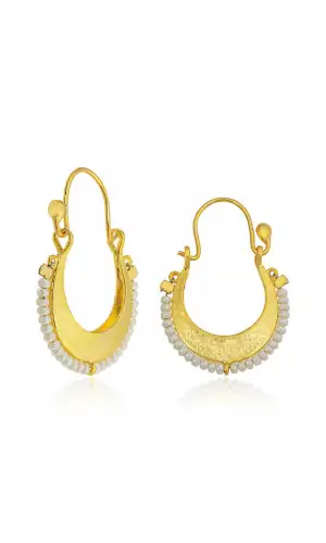 ​Gümüş Beyaz Taşlı Bohem Küpe