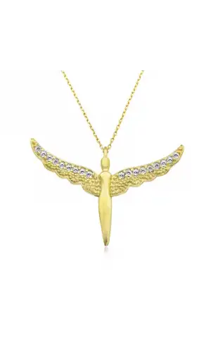 ​Gümüş Gold Kanatlı Melek Bayan Kolye
