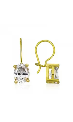 ​Gümüş Gold Sallantılı Oval Damla Küpe