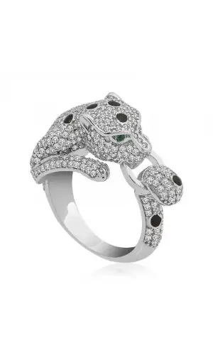 ​Gümüş Kaplan Figürlü Bayan Yüzük