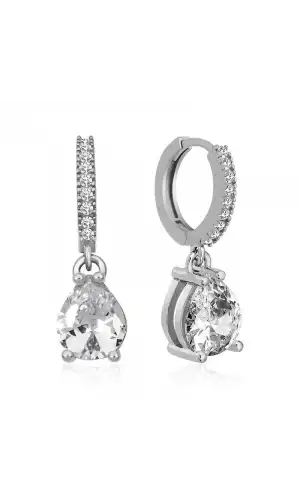 ​Gümüş Rodyum Halka Damla Küpe