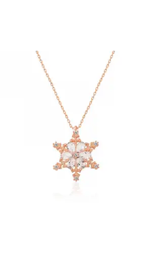 ​Gümüş Rose Kar Çiçeği Bayan Kolye