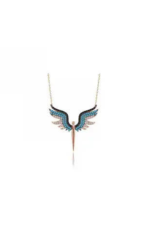 ​Gümüş Rose Mikail Meleği Bayan Kolye