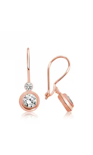 ​Gümüş Rose Sallantılı Tek Taş Küpe