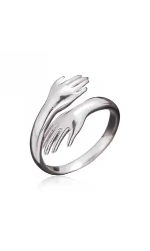 ​Gümüş Sarılan Eller Yüzük