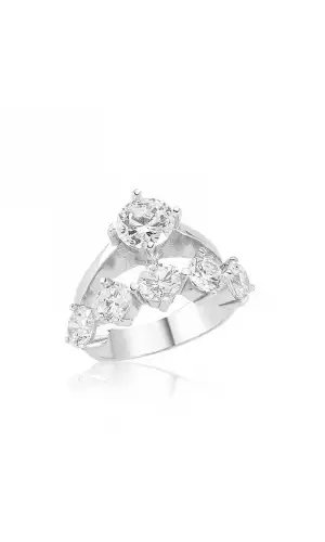 Gümüş 5 Sıra Tek Taş Bayan Yüzük