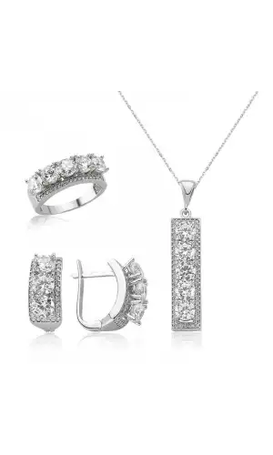 Gümüş 5 Taş Bayan Set