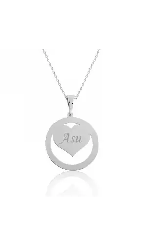 Gümüş Aşk Çemberi İsimli Bayan Kolye