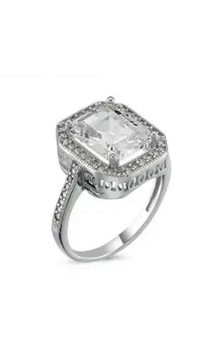 Gümüş Baget Kare Bayan Yüzük