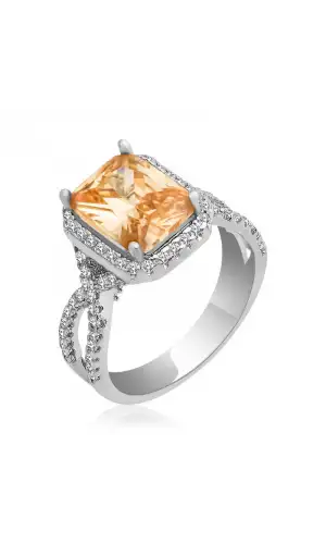 Gümüş Baget Kare Bayan Yüzük