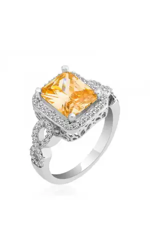 Gümüş Baget Kare Bayan Yüzük