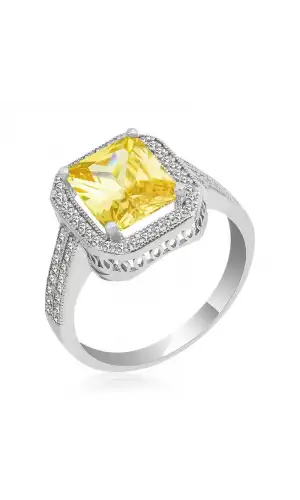 Gümüş Baget Kare Bayan Yüzük