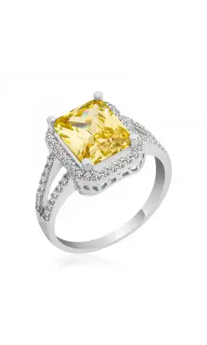 Gümüş Baget Kare Bayan Yüzük