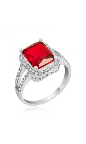 Gümüş Baget Kare Bayan Yüzük