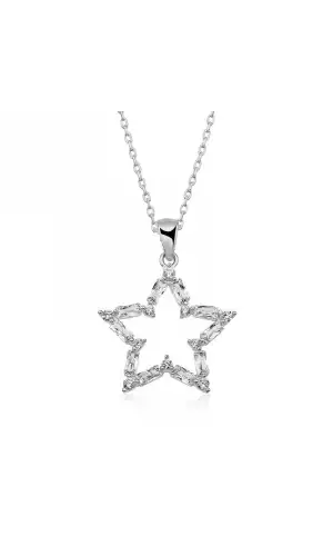 Gümüş Baget Taşlı Yıldız Kolye