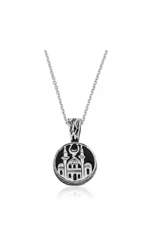 Gümüş Cami Desenli Cevşen Kolye