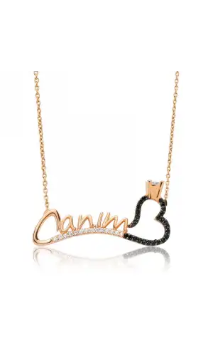 Gümüş Canım Yazılı Tek Taş Kalp Bayan Kolye