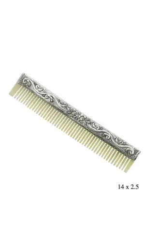 Gümüş Çiçek Motifli Kemik Tarak