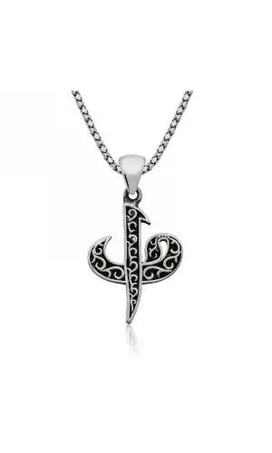 Gümüş Elif Vav Erkek Kolye