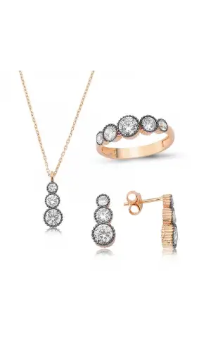 Gümüş Elmas Model 5 Taş Bayan Set