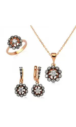 Gümüş Elmas Model Çiçek Bayan Set