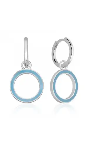 Gümüş Fosforlu Mavi Oval Küpe