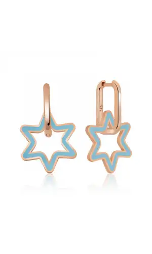 Gümüş Fosforlu Mavi Yıldız Küpe