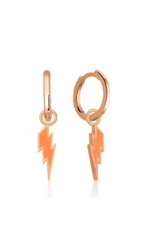 Gümüş Fosforlu Turuncu Şimşek Küpe