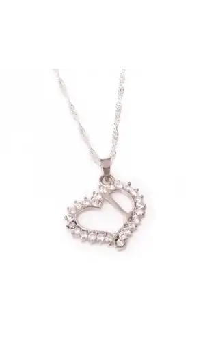 Gümüş I Harf Kalpli Bayan Kolye