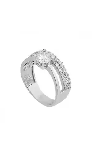 Gümüş İki Sıra Tek Taş Bayan Yüzük