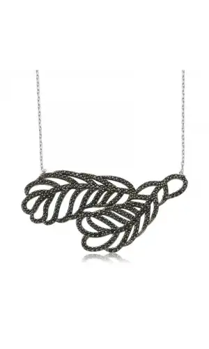 Gümüş İki Yaprak Bayan Kolye