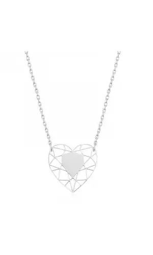 Gümüş Kalp Çemberi Bayan Kolye