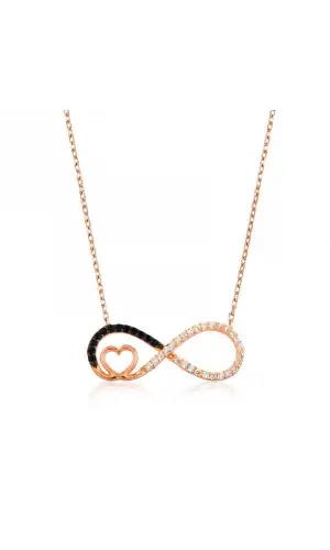 Gümüş Kalpli Sonsuzluk Bayan Kolye