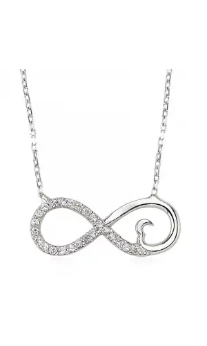 Gümüş Kalpli Sonsuzluk Bayan Kolye