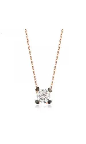 Gümüş Kalpli Tek Taş Bayan Kolye