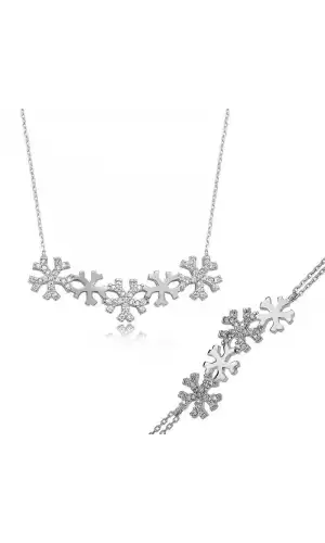 Gümüş Kar Taneleri Bayan Set