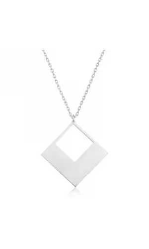 Gümüş Kare Bayan kolye