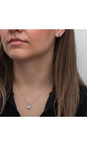 Gümüş Kare Montür Tek Taş Kadın Set