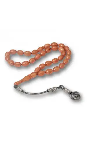 Gümüş Kazaz Püsküllü Sıkma Kehribar Tesbih