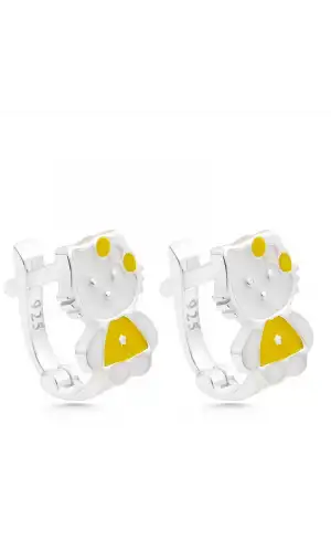 Gümüş Kedi Çocuk Küpesi