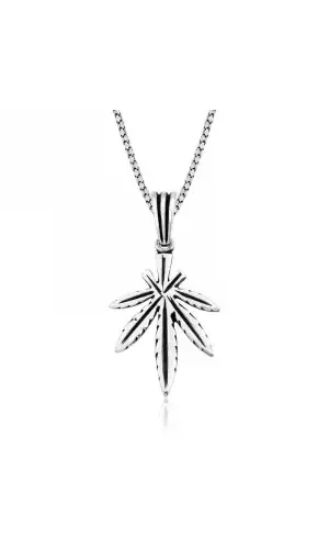 Gümüş Kenevir Yaprağı Kolye