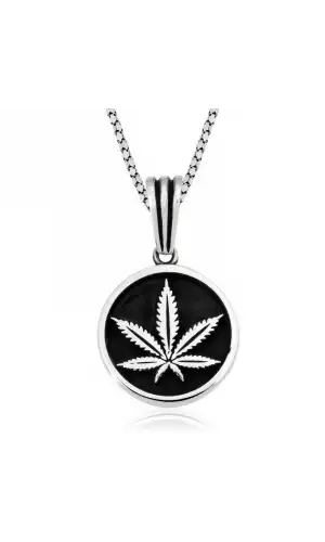 Gümüş Kenevir Yaprağı Kolye