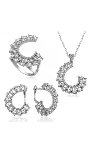 Gümüş Markiz Taşlı Bayan Set