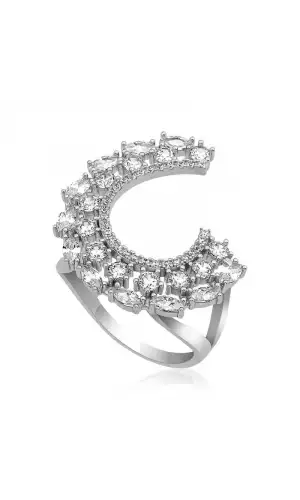 Gümüş Markiz Taşlı Bayan Yüzük