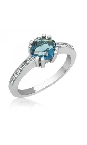 Gümüş Mavi Baget Tek Taş Kadın Yüzük