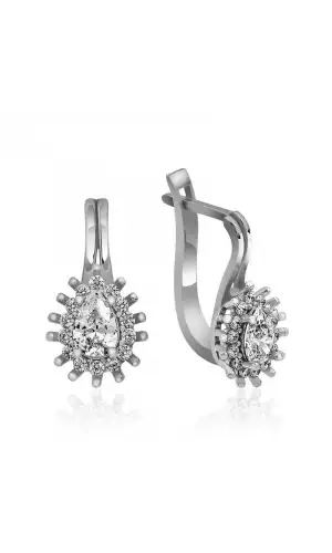 Gümüş Mengeçli Damla Kesim Küpe