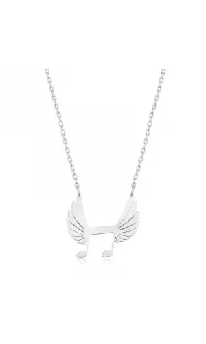 Gümüş Nota Kanatları Bayan Kolye