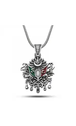 Gümüş Osmanlı Devlet Armalı Erkek Kolye