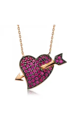 Gümüş Pembe Aşk Oku Bayan Kolye