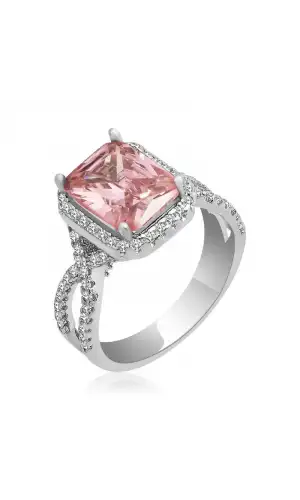 Gümüş Pembe Baget Bayan Yüzük